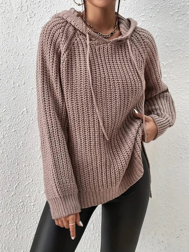 Maryvonne - Pull à Capuche avec Ourlet Fendu pour un Look Décontracté