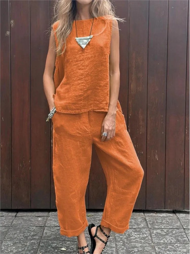 Ardelle - Ensemble Chic Deux Pièces – Top Sans Manches et Pantalon Élégant