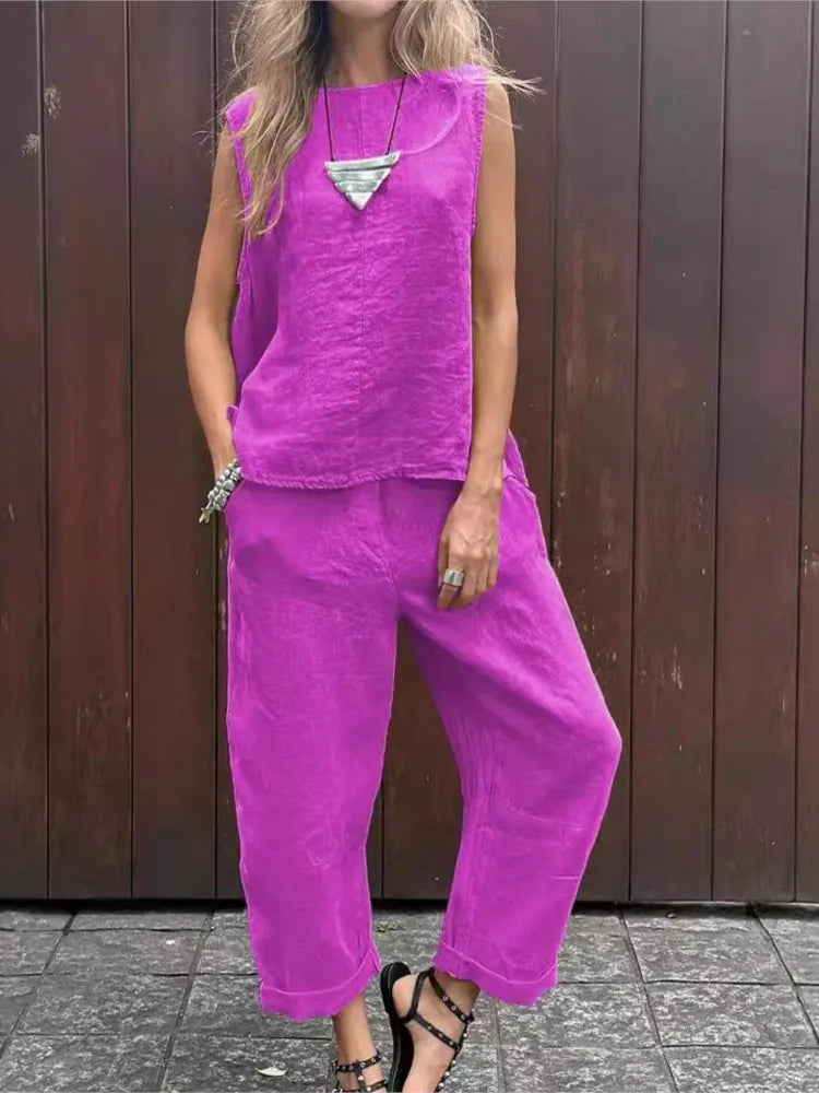Ardelle - Ensemble Chic Deux Pièces – Top Sans Manches et Pantalon Élégant