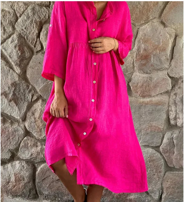 Gertrude - Robe Chemise en Coton et Lin