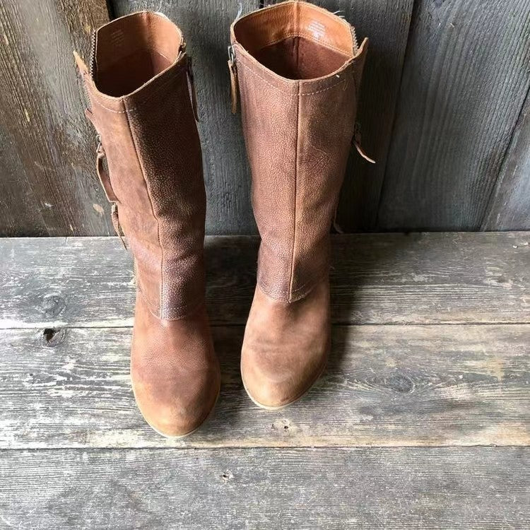 Anerisse - Bottes d’hiver pour femme en cuir imperméable au style intemporel