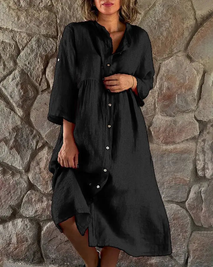 Gertrude - Robe Chemise en Coton et Lin