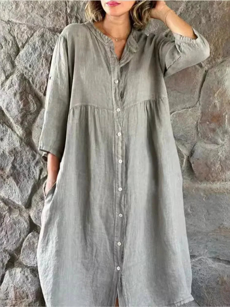 Gertrude - Robe Chemise en Coton et Lin