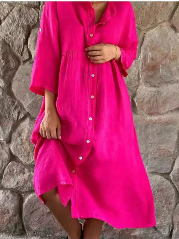 Gertrude - Robe Chemise en Coton et Lin