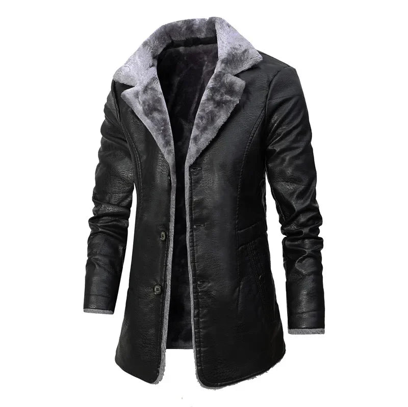 Lorèn - Manteau Élégant en Laine avec Col Mao en Fausse Fourrure