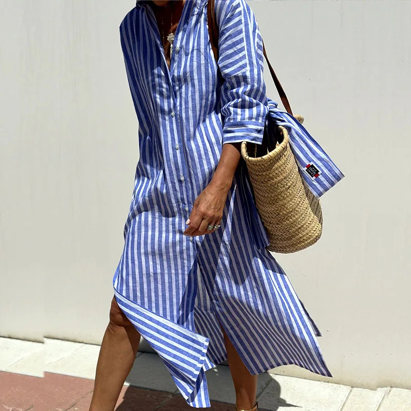 Alba - Robe Chemise Rayée Élégante