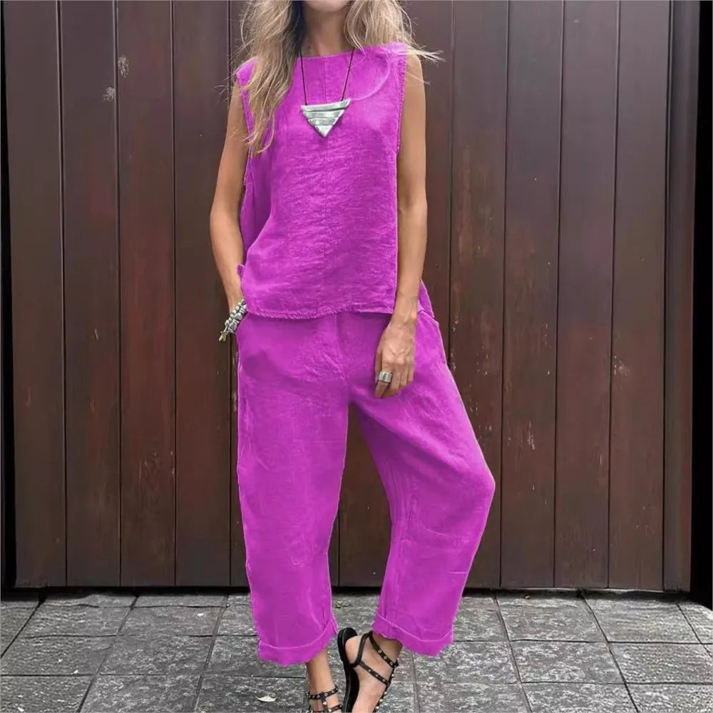 Ardelle - Ensemble Chic Deux Pièces – Top Sans Manches et Pantalon Élégant