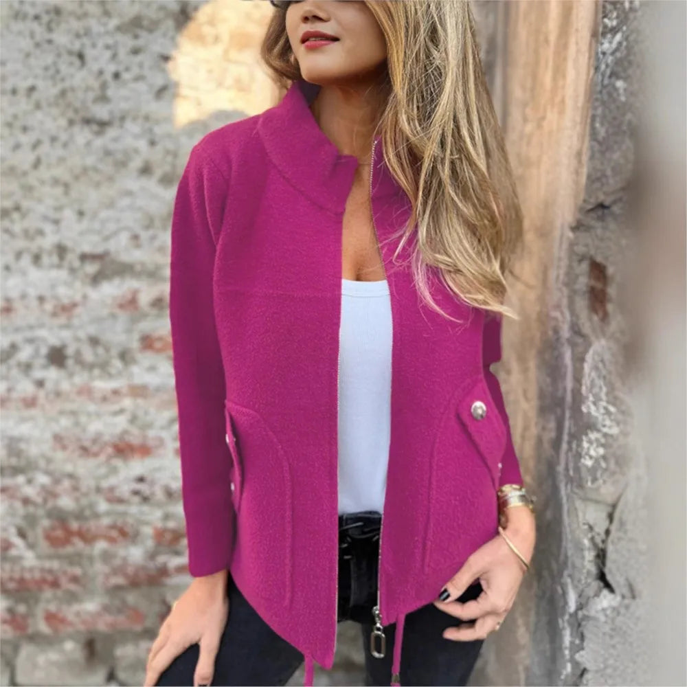 Alveria - Veste d’hiver pour femme à col haut et poches stylées