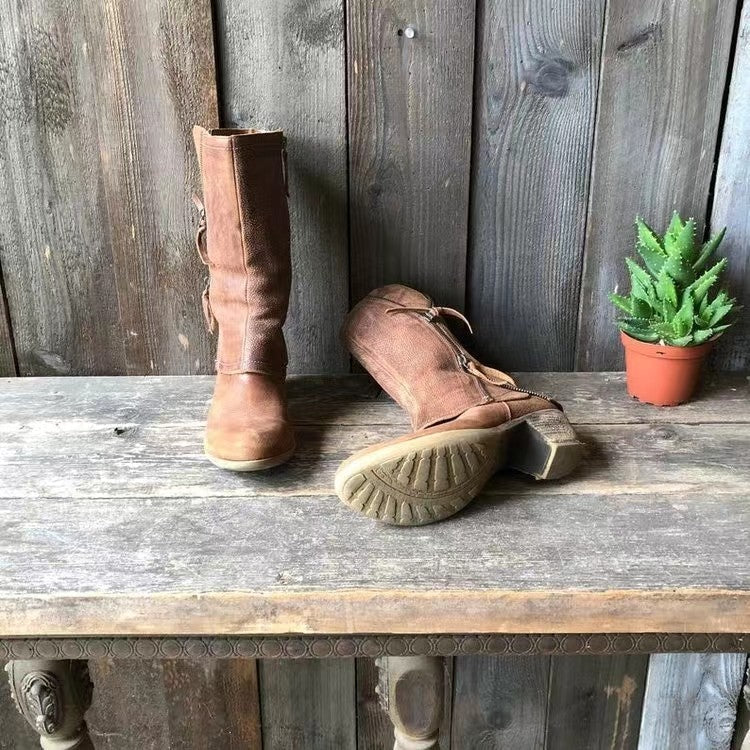 Anerisse - Bottes d’hiver pour femme en cuir imperméable au style intemporel