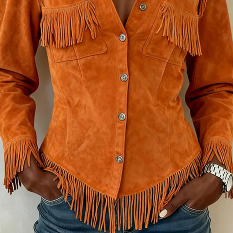 Faylarisse - Blouse Bohème Suédée à Franges
