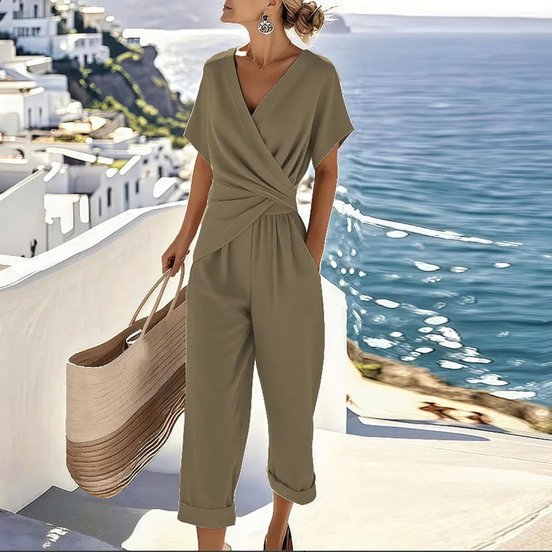 Liorine - Ensemble deux pièces chic drapé pour femme