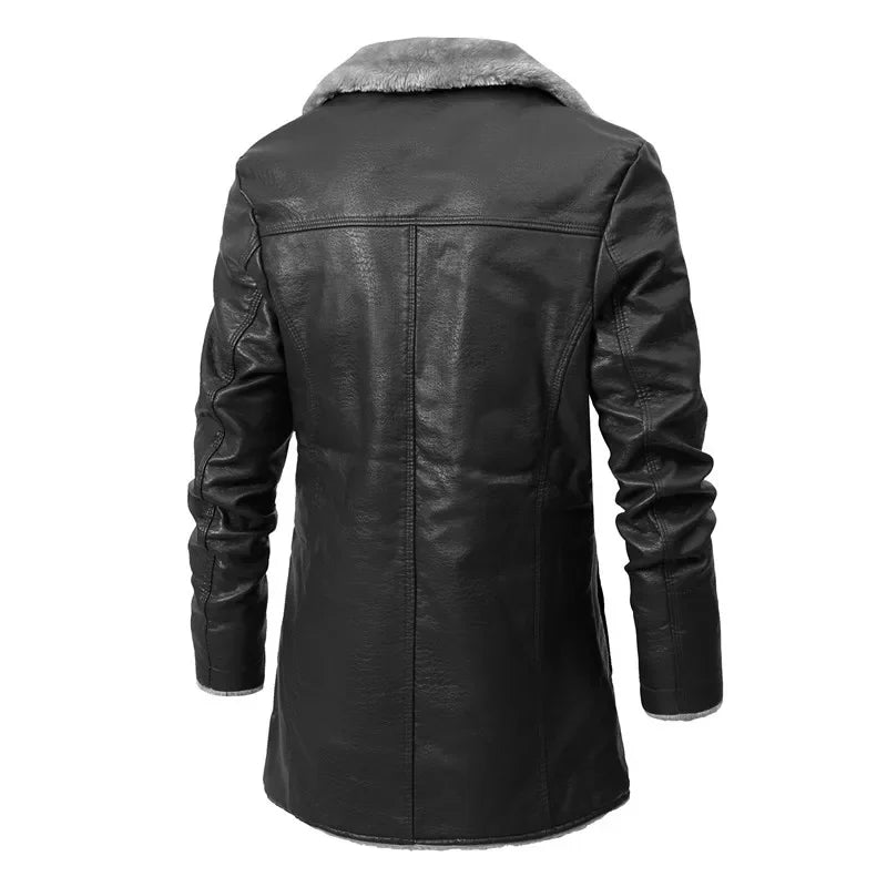 Lorèn - Manteau Élégant en Laine avec Col Mao en Fausse Fourrure