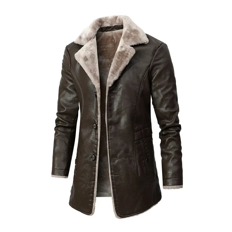 Lorèn - Manteau Élégant en Laine avec Col Mao en Fausse Fourrure