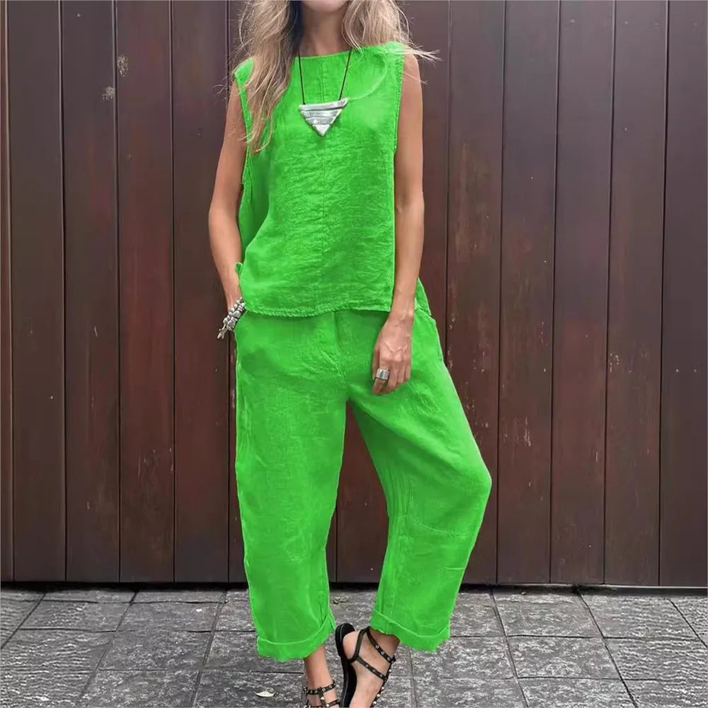 Ardelle - Ensemble Chic Deux Pièces – Top Sans Manches et Pantalon Élégant