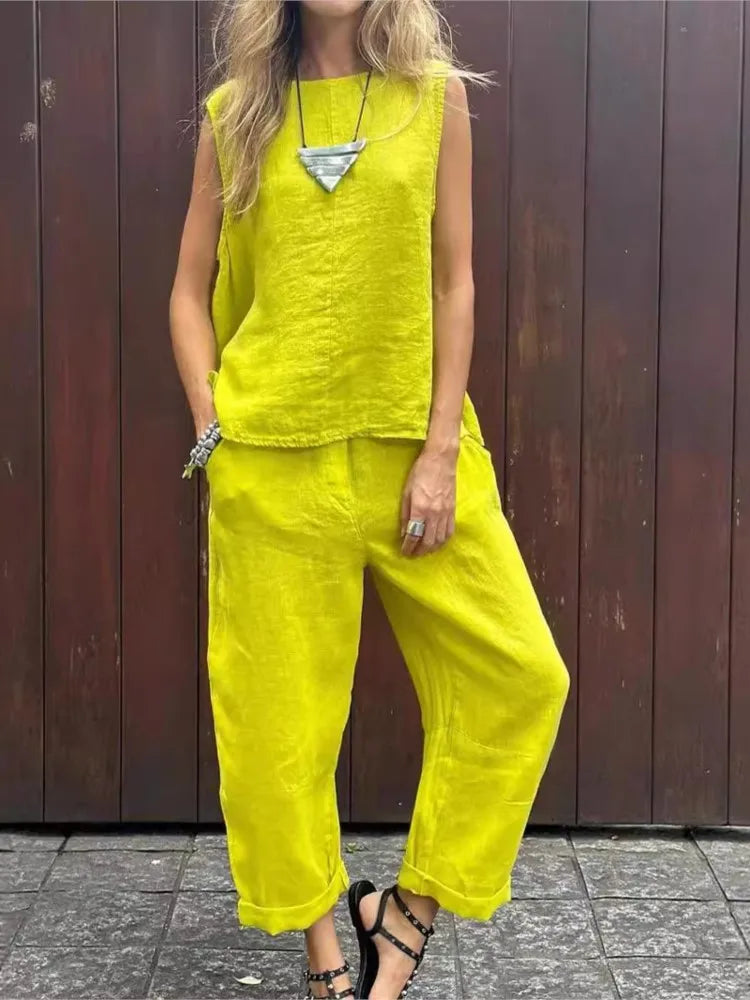 Ardelle - Ensemble Chic Deux Pièces – Top Sans Manches et Pantalon Élégant