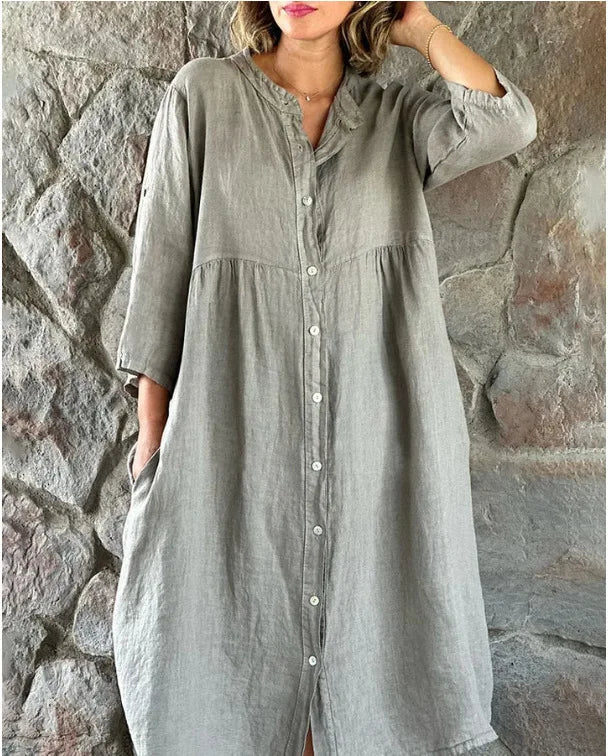Gertrude - Robe Chemise en Coton et Lin