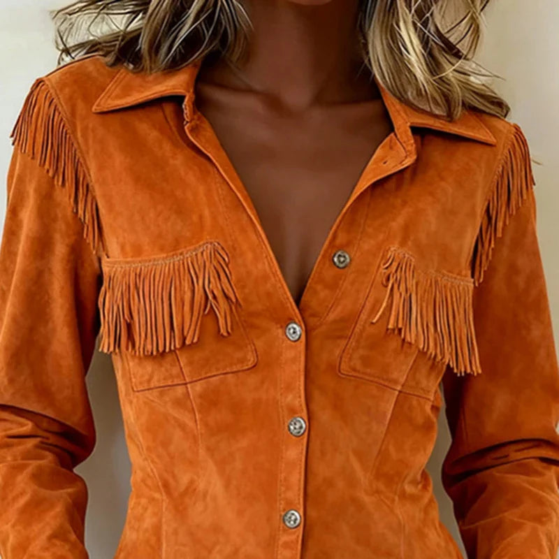 Faylarisse - Blouse Bohème Suédée à Franges