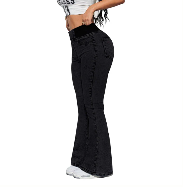 Rovindra - Jean Évasé Taille Haute Stretch Femme