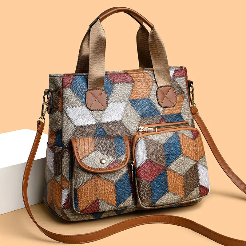 Mariellea - Sac À Main En Cuir Véritable Style Mosaïque