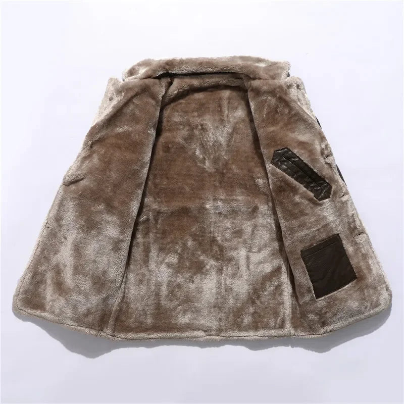 Lorèn - Manteau Élégant en Laine avec Col Mao en Fausse Fourrure