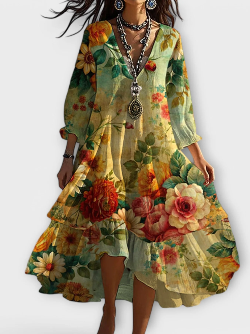 Ravina - Robe Fleurie Vintage Élégante et Légère