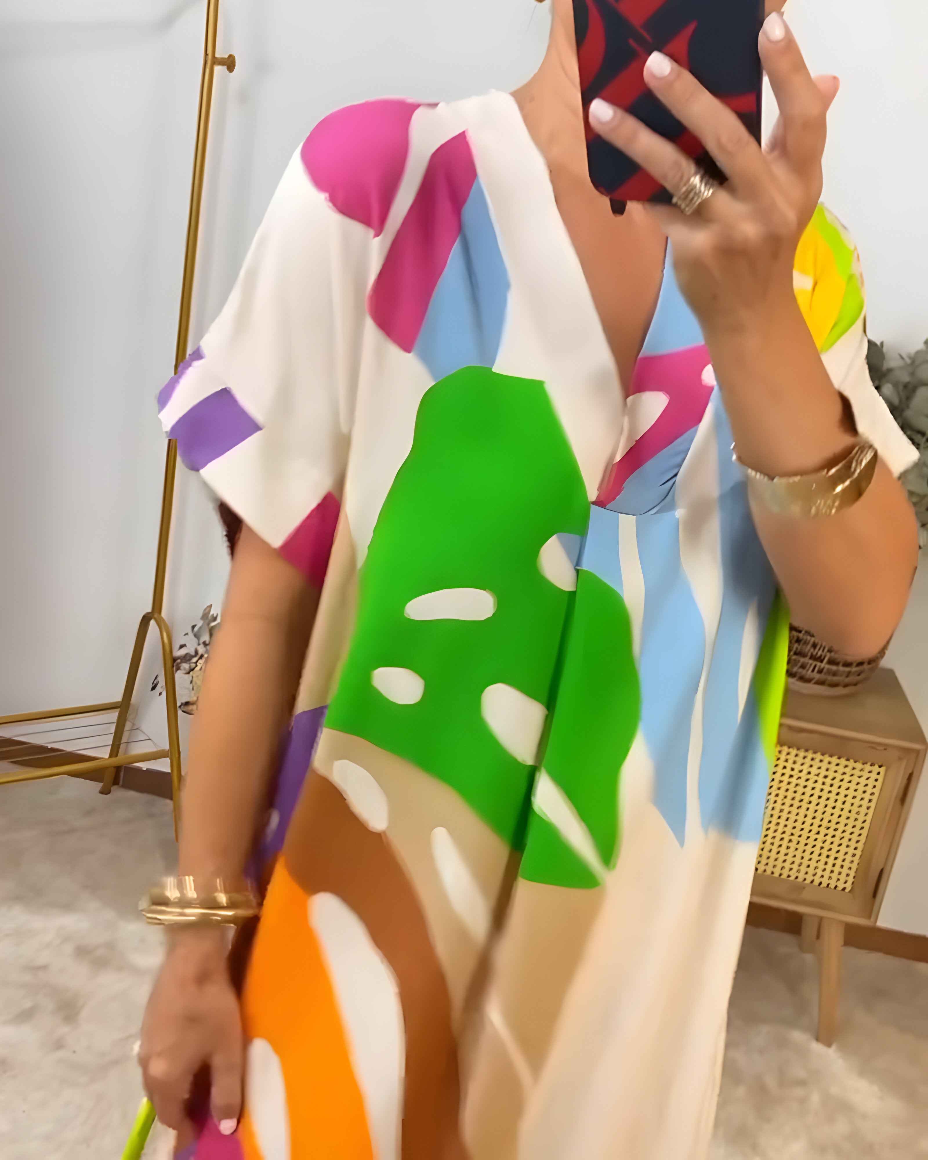 Nerissa - Robe décontractée à imprimé feuillage coloré pour un style frais et naturel
