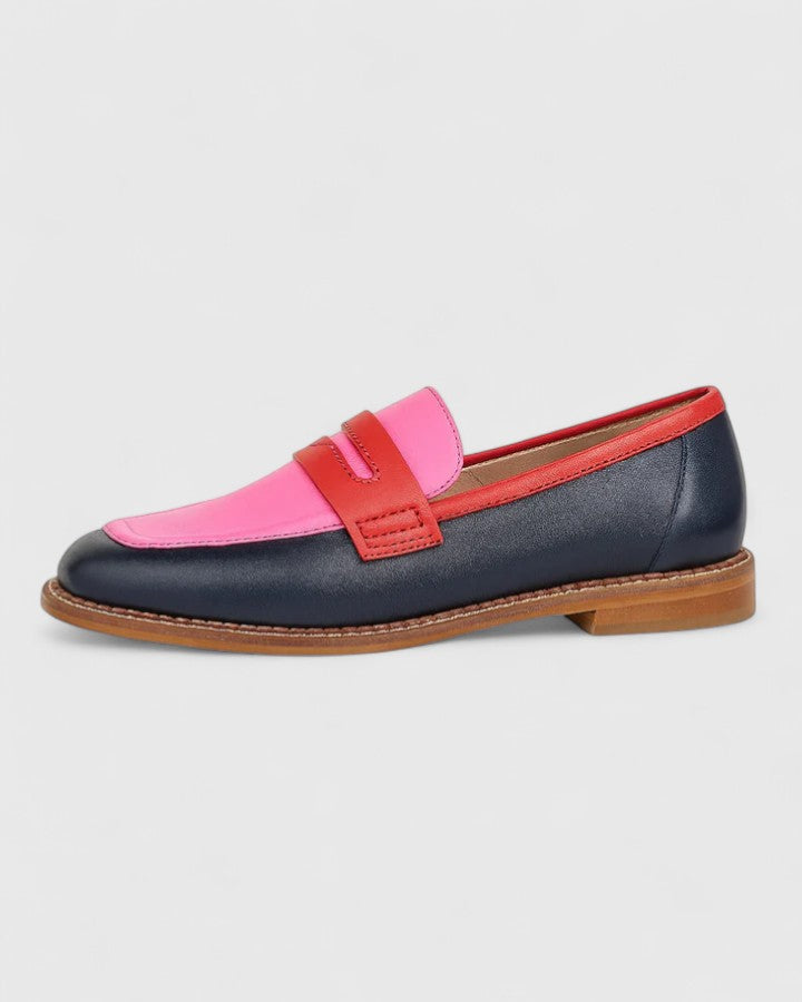 Bexalyn - Mocassins femme cuir color block penny loafer semelle confort