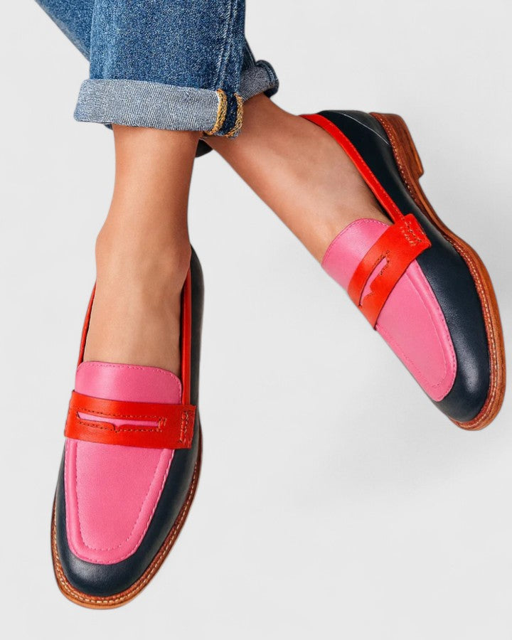 Bexalyn - Mocassins femme cuir color block penny loafer semelle confort