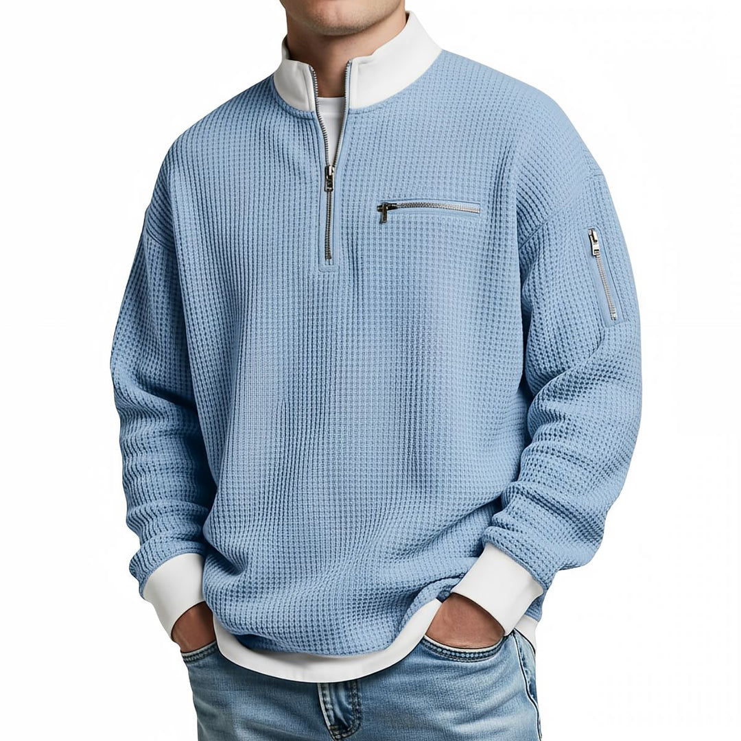 Edwin - Pull homme demi-zip en maille texturée