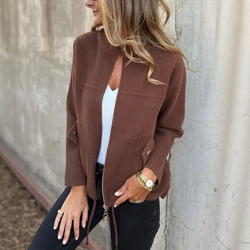 Alveria - Veste d’hiver pour femme à col haut et poches stylées