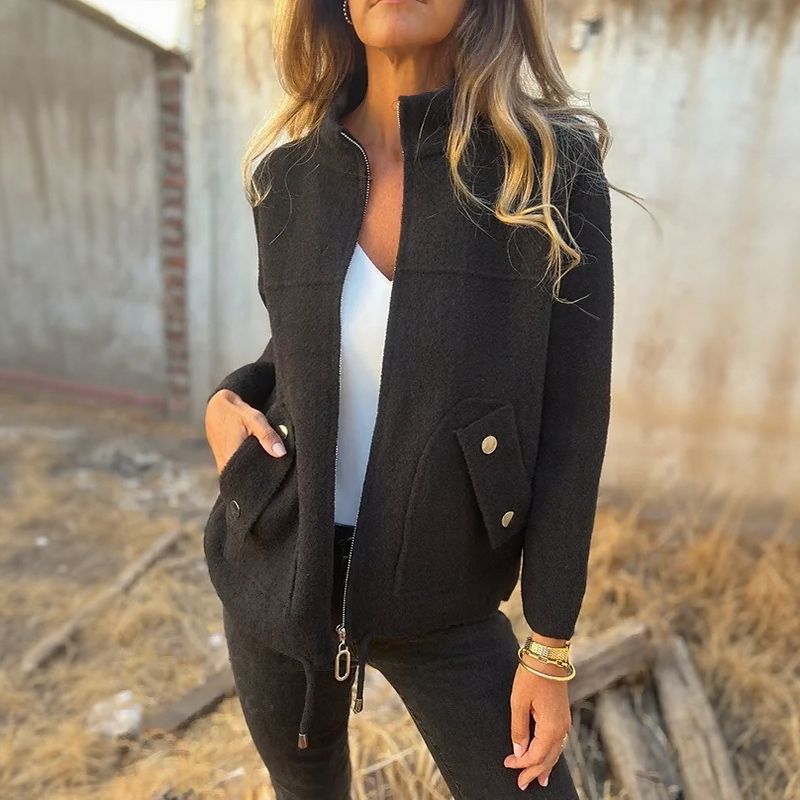 Alveria - Veste d’hiver pour femme à col haut et poches stylées