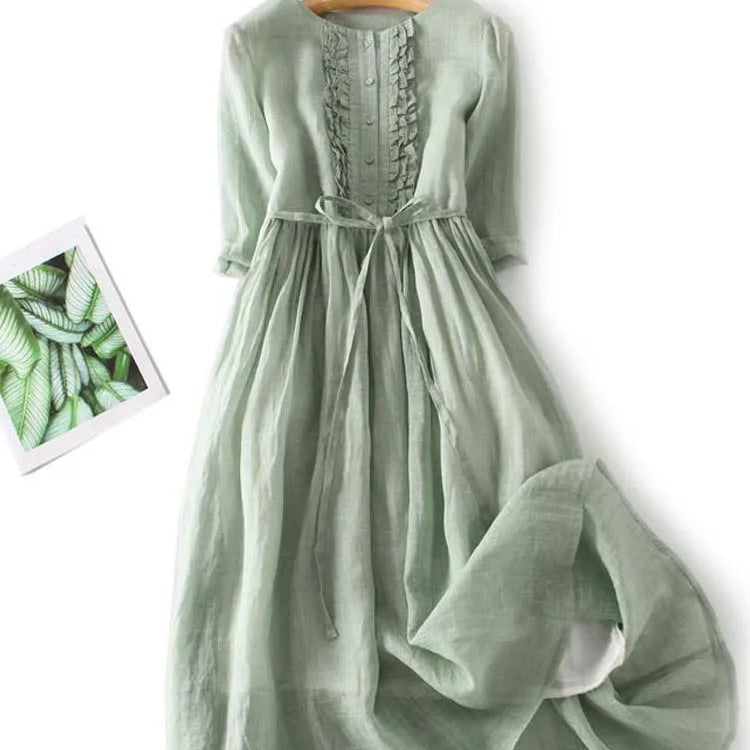 Tyrella - Robe Femme Maxi en Lin Ample et Fluide Style Décontracté Élégant