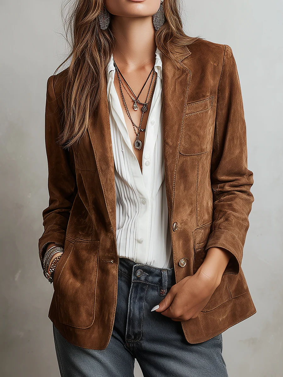 Silke - Blazer femme vintage à boutons et poches