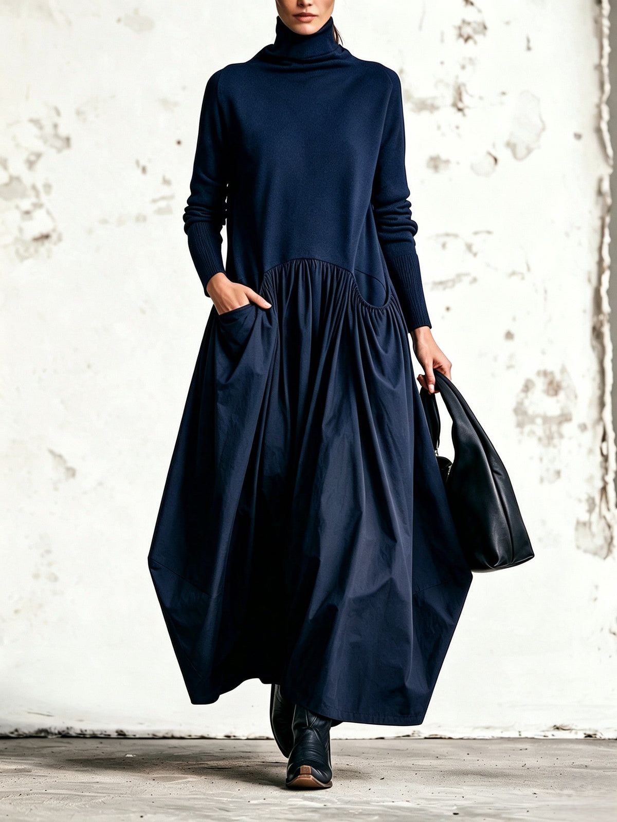Tessel - Robe femme oversize à col haut et poches