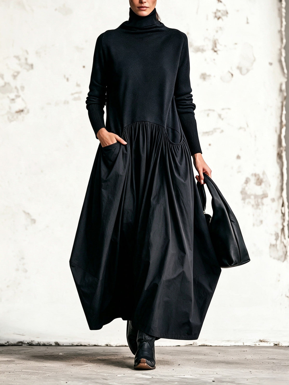 Tessel - Robe femme oversize à col haut et poches