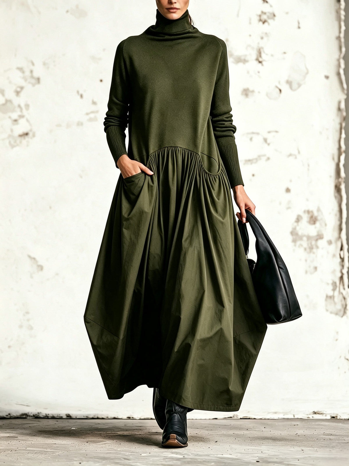 Tessel - Robe femme oversize à col haut et poches