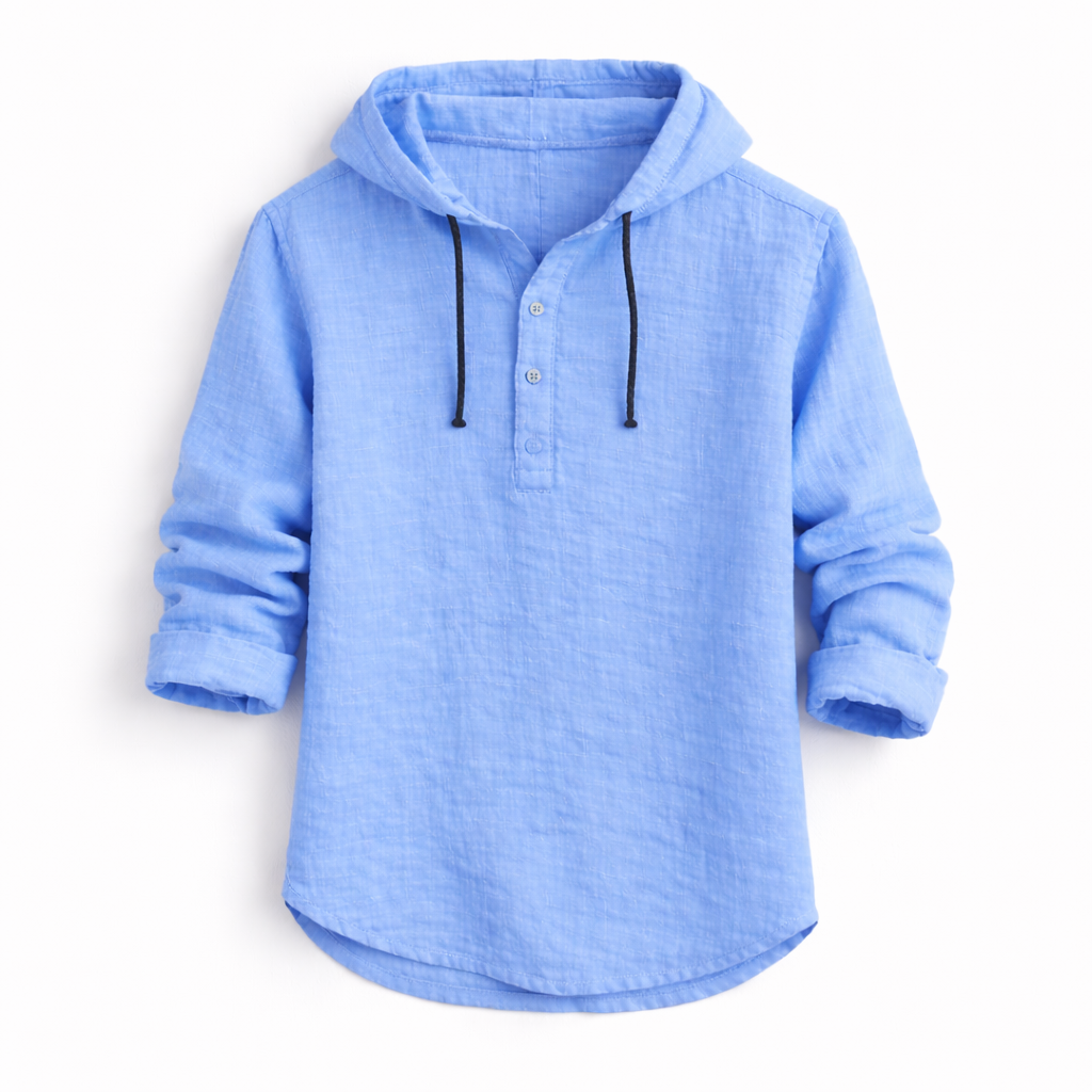 Casper - Chemise Femme Lin Capuche Boutonnée Coupe Ample Style Décontracté