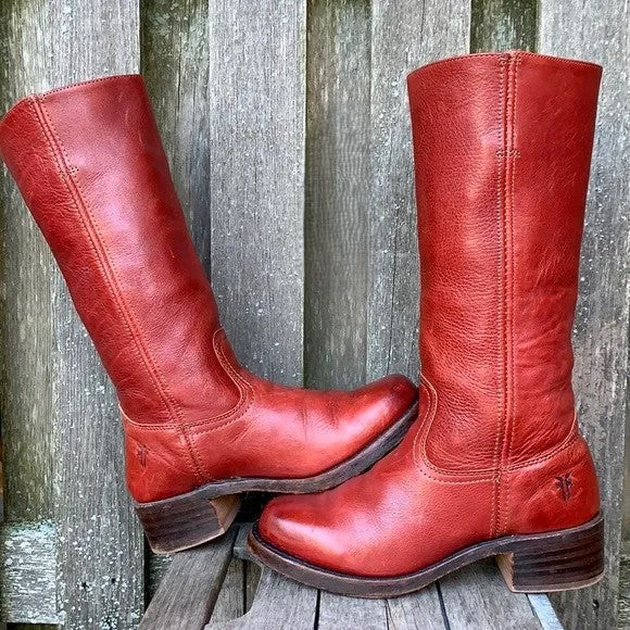 Marivellea - Bottes en Cuir Rétro pour Femme