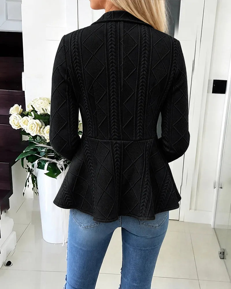 Geeske - Cardigan femme à motif chevron et argyle avec col rabattu