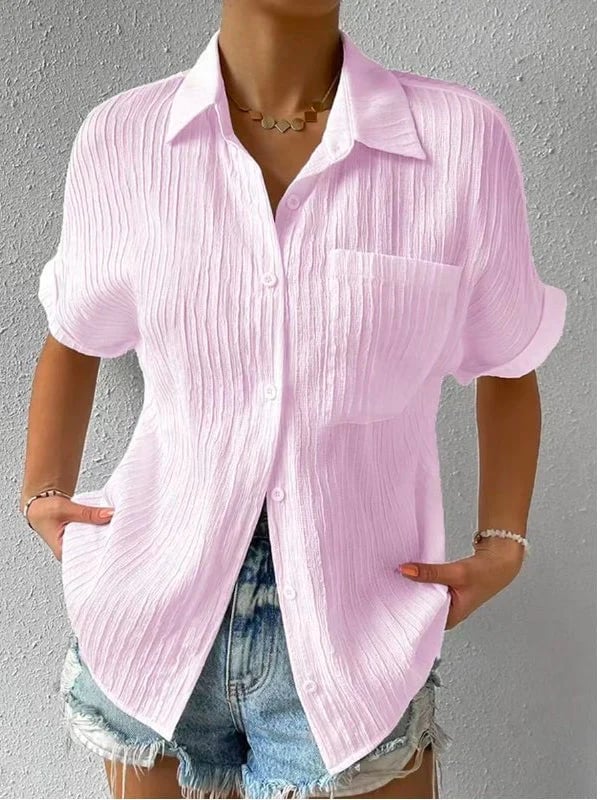 Plyora - Chemisier Femme Ample Boutonné Col Classique Style Casual