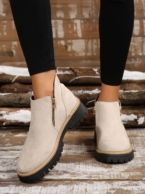 Isanoria - Bottines Confort Femme en Suédine Chic