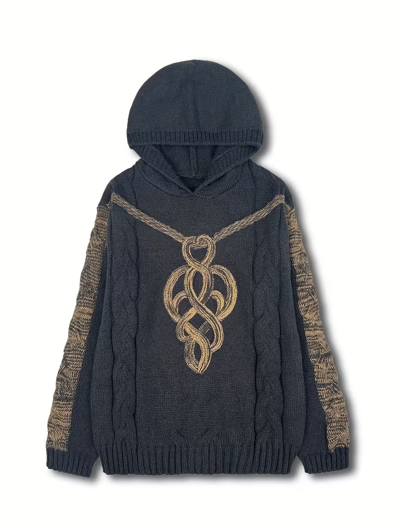 Helmira - Pull Tricoté à Capuche Motif Tressé