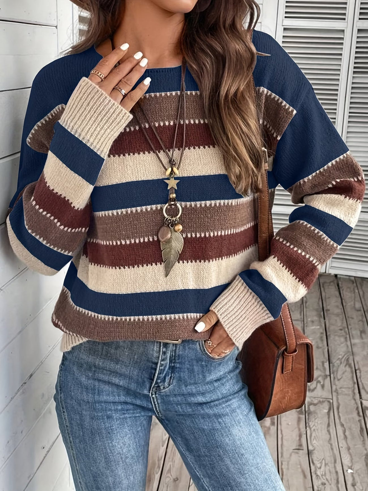 Lucette - Pull femme rayé en maille à manches longues