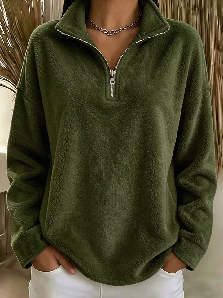Harmke - Sweat femme polaire demi-zip confortable
