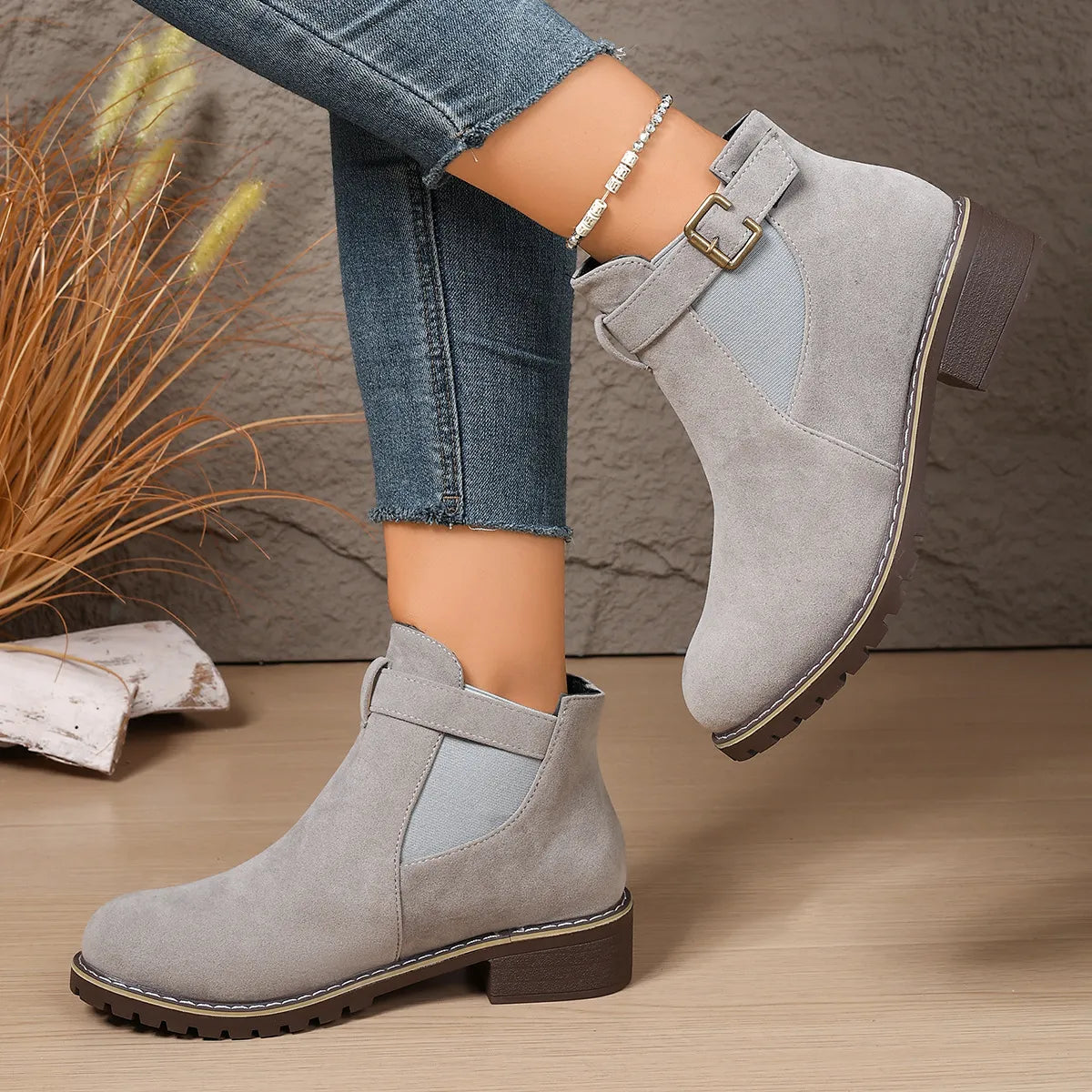 Gisarae - Bottines Plates En Cuir Style Vintage Élégant