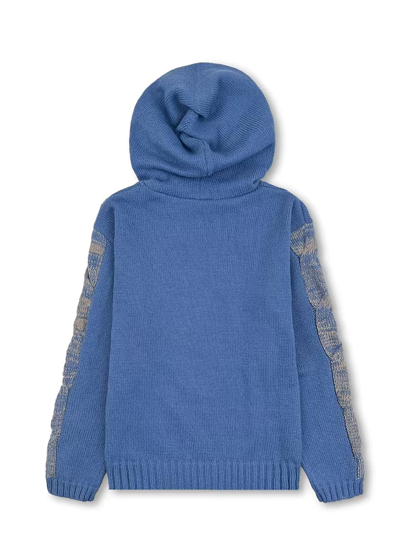 Helmira - Pull Tricoté à Capuche Motif Tressé