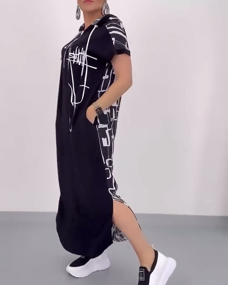 Ilana - Robe Maxi à Contrastes et Fermeture Éclair