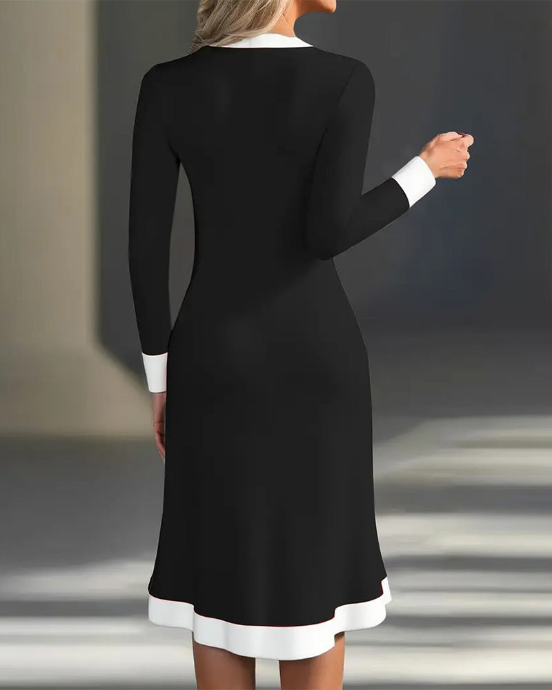 Brenyla  - Robe Midi Élégante à Col Contrasté