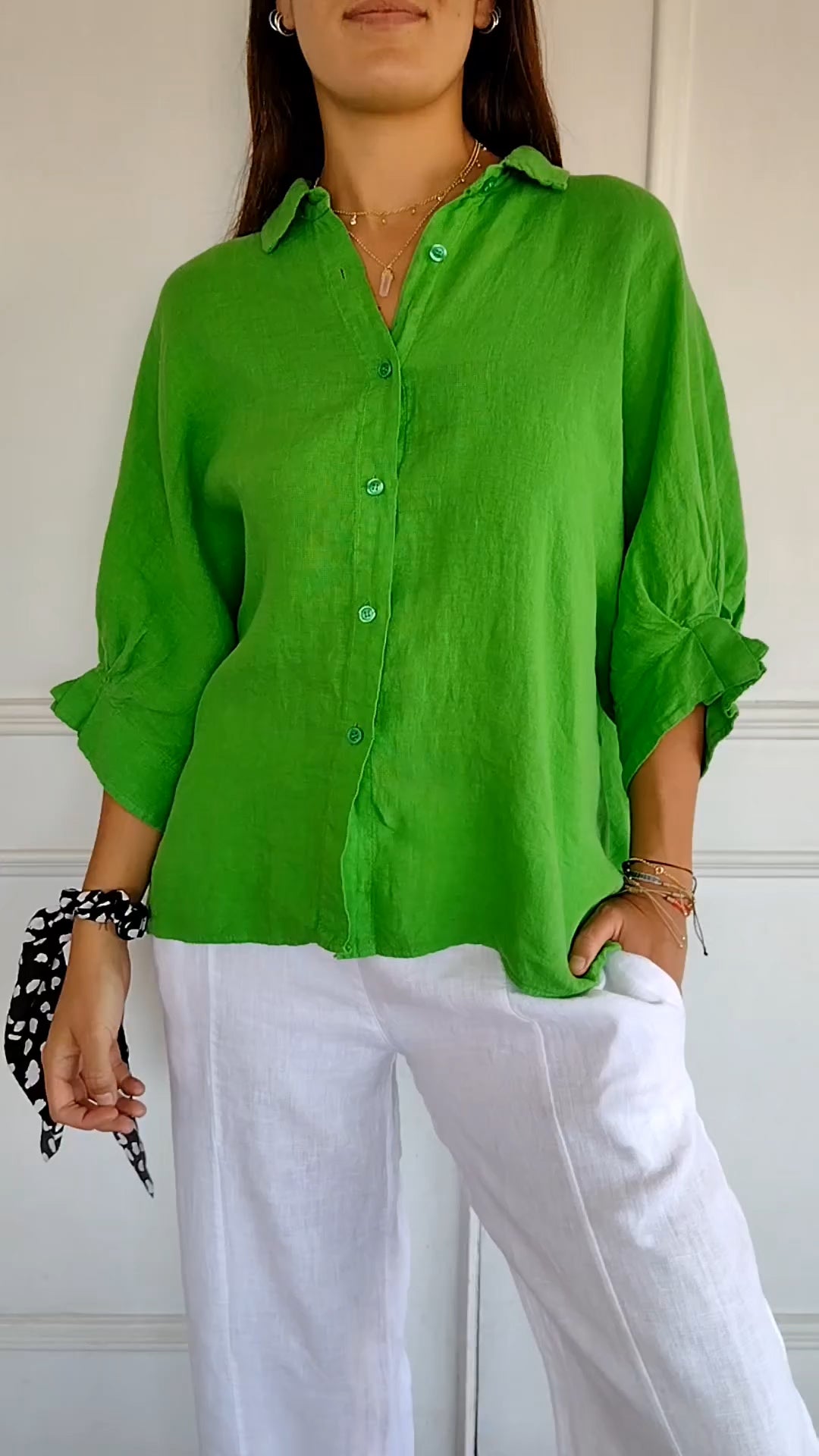 Delphira - Chemise en coton et lin nouée dans le dos