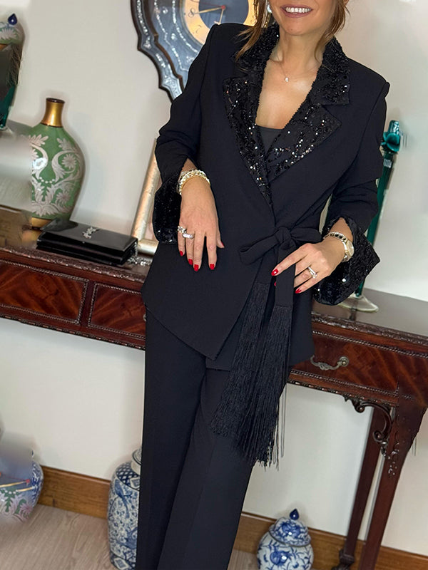 Dorinelle - Ensemble Chic Blazer et Pantalon à Sequins
